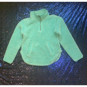 GIRLS Green Sherpa 3/4 Zip Pullover Soft for Winter Fall 5/6